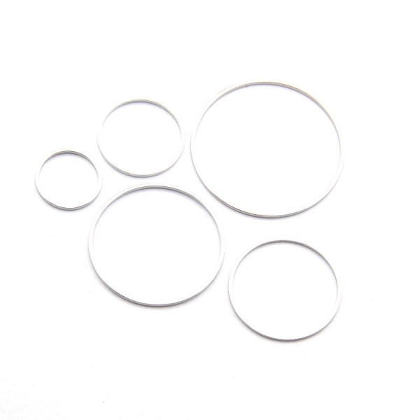 Pendentifs grand anneau connecteur fermé rond 20mm Laiton couleur Argent Platine Rhodié
