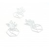 AE11494 Lot de 4 Estampes pendentif filigrane Aloe en Pot Graphique 13 par 23mm Coloris Blanc