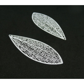 AE113580 Lot de 2 Estampes pendentif filigrane Longue Goutte 70 mm métal coloris Blanc