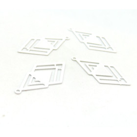 Estampes connecteur filigrane DOUBLE LOSANGE Blanc de 25 mm C6005