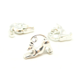 BU170313104600 PAX 10 Pendentifs Chat 3D 18mm métal coloris Argent 