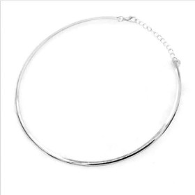 Collier TORQUE JONC RIGIDE 4mm avec chaine d'extension métal coloris Argent Platine
