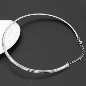 Collier TORQUE JONC RIGIDE 4mm avec chaine d'extension métal coloris Argent Platine