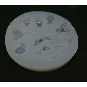Moule silicone pour résine - Coeur et petites fleurs 59x69x3.6 mm x1 -  Perles & Co