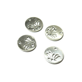 H201T1092 PAX 4 Pendentifs Medaillon et fleurs de Lotus en Acier Inoxydable 