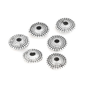 perles intercalaires stries 8mm métal couleur Argent Antique