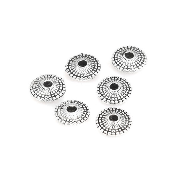 perles intercalaires stries 8mm métal couleur Argent Antique