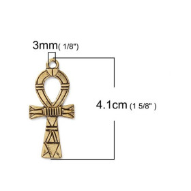 PS110086299 PAX 5 pendentifs Croix Egyptienne Ankh 41mm Metal couleur Or Antique
