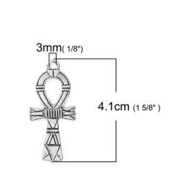 PS110086298 PAX 5 pendentifs Croix Egyptienne Ankh 41mm Metal couleur Argent Antique