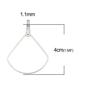 S110256724 PAX 10 pendentifs Anneaux Connecteur Forme Géométrique 40mm Acier Inoxydable couleur Argent Platine