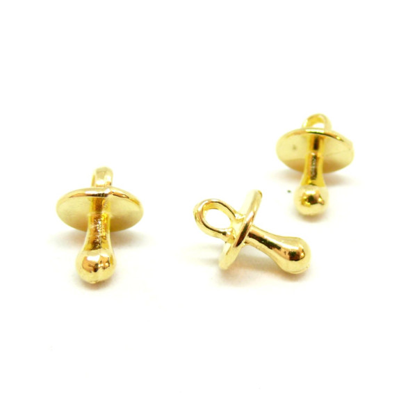 PS110112592 – Lot de 10 ou 20 Pendentifs Breloque Tétine 3D 13mm – Métal Doré