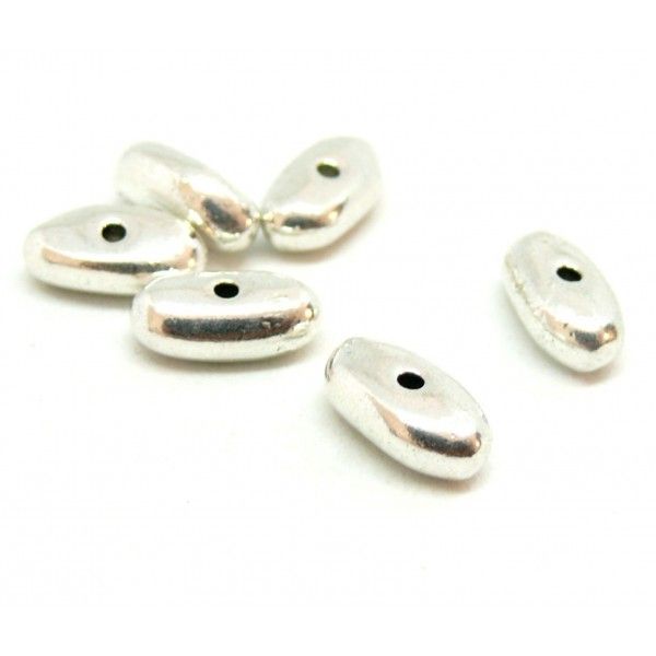 PS110210138 PAX 20 perles intercalaires Galet 12 par 4mm metal couleur Argent Platine