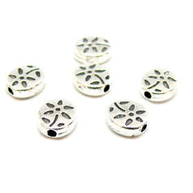 Perles Intercalaires Fleur Ovale 7x5mm Métal Argent Antique