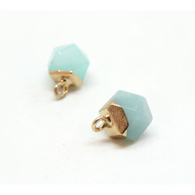 PS11102939 PAX 5 Pendentifs GLOBES BULLES en Verre Pierre Argent socle Argent