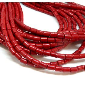 HG12046 Lot 1 fil d'environ 64  tubes turquoise reconstituées 4 par 6mm Rouge Coloris 07