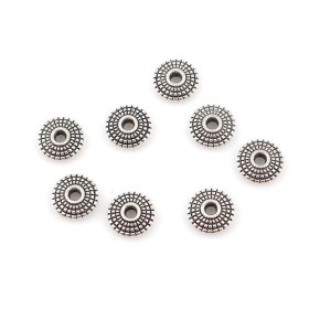 Perles intercalaires Rondelles stries 8mm métal couleur Argent Antique