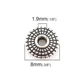 Perles intercalaires Rondelles stries 8mm métal couleur Argent Antique