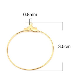 Boucles d'oreilles Créoles Cintres 36mm, Laiton finition Doré à l'or fin 18K