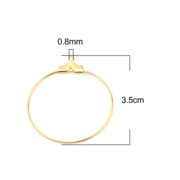 Boucles d'oreilles Créoles Cintres 36mm, Laiton finition Doré à l'or fin 18K