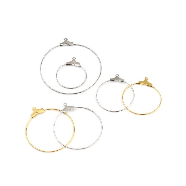 Boucles d'oreilles Créoles Cintres 36mm, Laiton finition Doré à l'or fin 18K