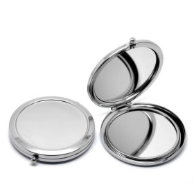 Support  Miroir de poche à customiser, miroir de sac en acier inoxydable 70 mm de diamètre