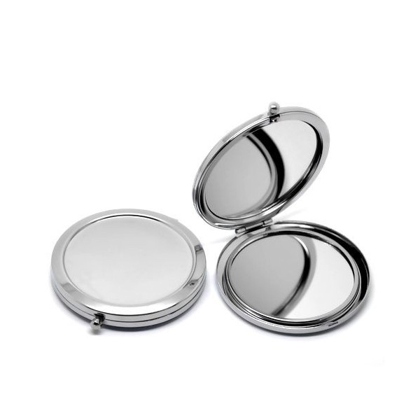 Support  Miroir de poche à customiser, miroir de sac en acier inoxydable 70 mm de diamètre
