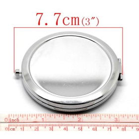 Support  Miroir de poche à customiser, miroir de sac en acier inoxydable 70 mm de diamètre