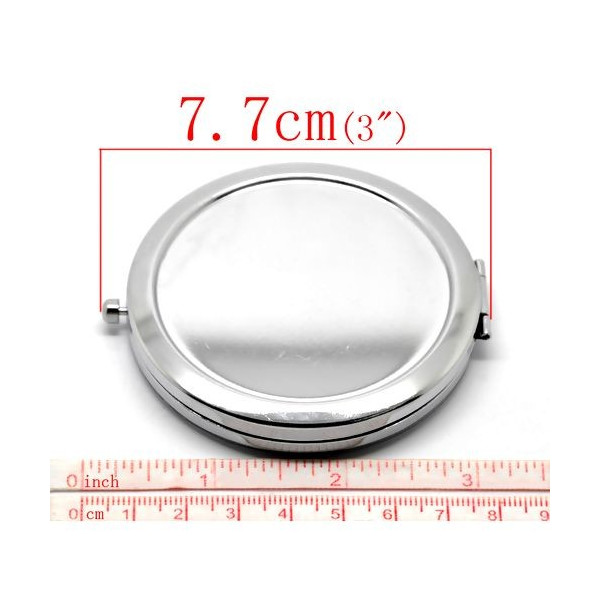 Support  Miroir de poche à customiser, miroir de sac en acier inoxydable 70 mm de diamètre