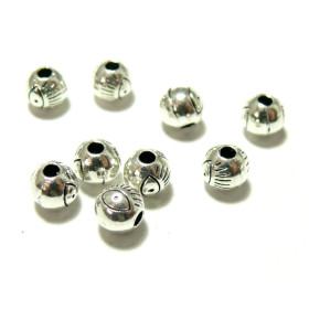 Perles intercalaires rondes Œil de la protection – Métal Argent Platine