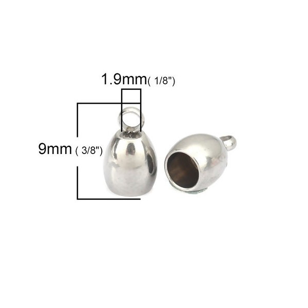 PS110214821 PAX 10 Embouts serre fils Acier Inoxydable 9 par 6mm Ideal pour cordon d'environ 4mm