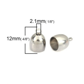 PS110214656 PAX 6 Embouts pour cordon Acier Inoxydable 10 par 7mm Ideal pour cordon d'environ 5mm