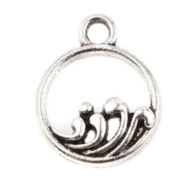 PS11699646 PAX 25 pendentifs, breloques  médaillon Vague, Surfer métal coloris Argent Antique pour création de bijoux