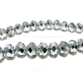 Perles facettées rondelles 8x10mm – Verre Argenté