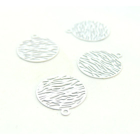 AE114084 Lot de 10 Estampes pendentif connecteur filigrane Cercle Zebre 13mm coloris Blanc
