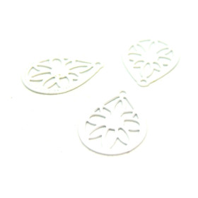 AE1110823 Lot de 6 Estampes pendentif connecteur filigrane Goutte 16mm coloris Blanc