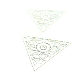 Estampes Pendentif Connecteur Filigrane Triangle 28mm Blanc