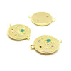 AE007 PAX 1 connecteur émaillé Oeil de la protection 14 par 18mm cuivre doré emaillé Bleu Vert