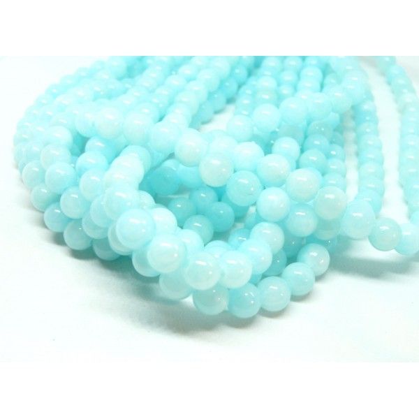 1 fil d'environ 50 perles Ronde Jade Bleu Clair 8mm couleur Y04