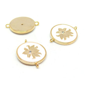 AE007 PAX 1 connecteur émaillé Oeil de la protection 14 par 18mm cuivre doré emaillé Bleu Vert