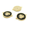 AE006 PAX 1 connecteur émaillé medaillon Fleur 14 par 18mm cuivre doré emaillé Noir