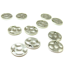 Pendentifs Breloque Médaille Martelée 15mm – Métal Argent Platine