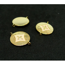AE007 PAX 1 connecteur émaillé medaillon Losange 14 par 18mm cuivre doré emaillé Rose