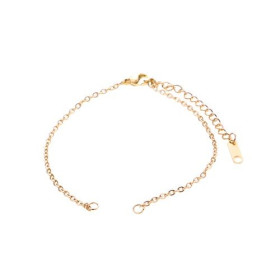 Bracelet ajustable avec chaine d'extension 18cm maille 2mm en Acier Inoxydable 304 coloris Doré