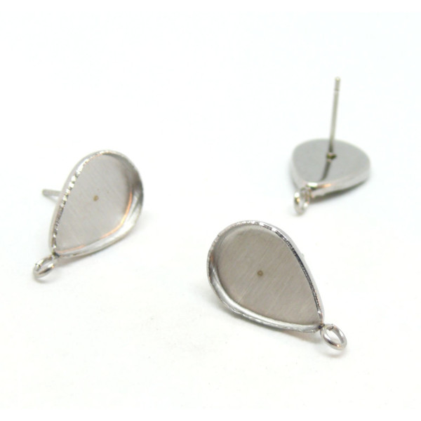 Supports de Boucles d’Oreilles Puce Goutte 10 x 14 mm avec Anneau – Acier Inoxydable 304