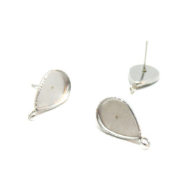 Supports de Boucles d’Oreilles Puce Goutte 10 x 14 mm avec Anneau – Acier Inoxydable 304