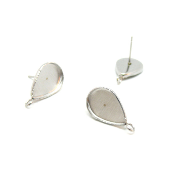 Supports de Boucles d’Oreilles Puce Goutte 10 x 14 mm avec Anneau – Acier Inoxydable 304