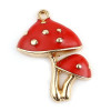 Pendentifs Champignon métal doré emaillé Rouge