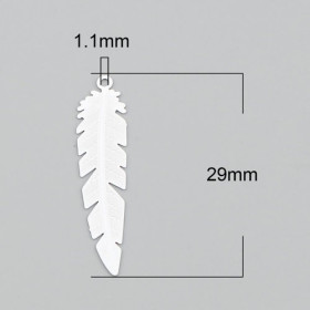 PS11655482 PAX 10 Estampes pendentifs Plumes Ajourées 35mm cuivre couleur Argent Vif