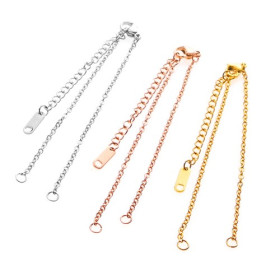 S1142904 PAX 1 Bracelet ajustable avec chaine d'extension 18cm maille 2mm en Acier Inoxydable 304 coloris Or Rose