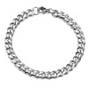 Bracelet Gourmette 22cm maille 3mm en Acier Inoxydable 304 coloris Argent Platine